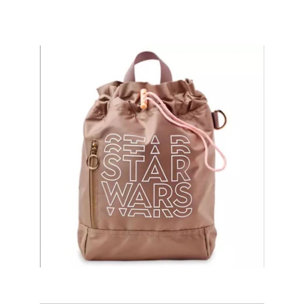 Star Wars Disney Sling Backpack NEW Drawstring Bag Galaxy Lining Tan